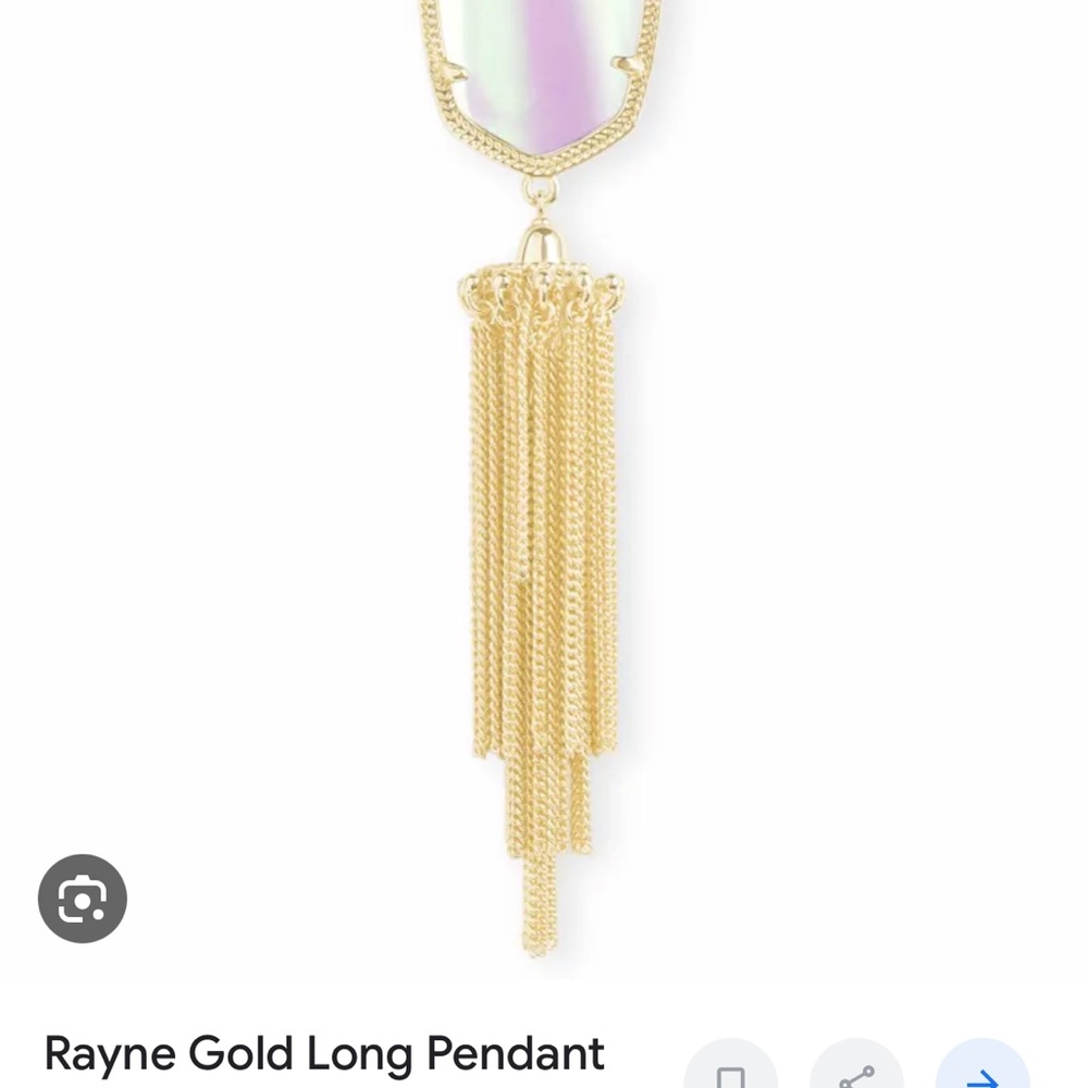 Kendra Scott Rayne Gold Long Pendant Necklace in Dichroic Glass